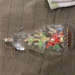 Vtg Glass Resl Lenz West German Diorama Patridge in a Pear Tree ornament